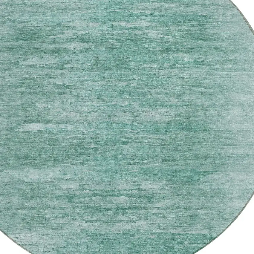 8' Aqua And Teal Blue Round Abstract Washable Indoor Outdoor Area Rug Photo 4