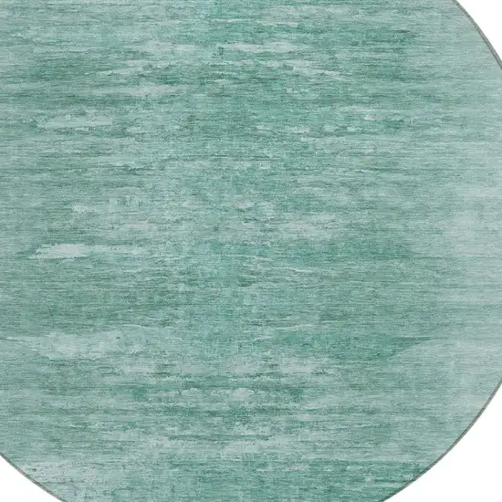 8' Aqua And Teal Blue Round Abstract Washable Indoor Outdoor Area Rug Photo 4