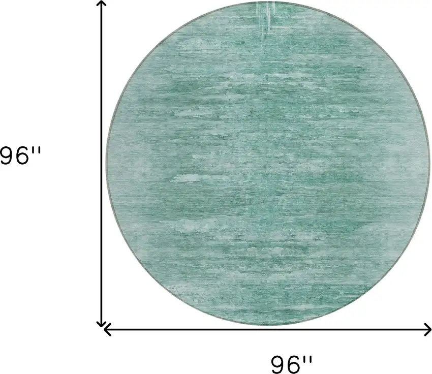 8' Aqua And Teal Blue Round Abstract Washable Indoor Outdoor Area Rug Photo 3