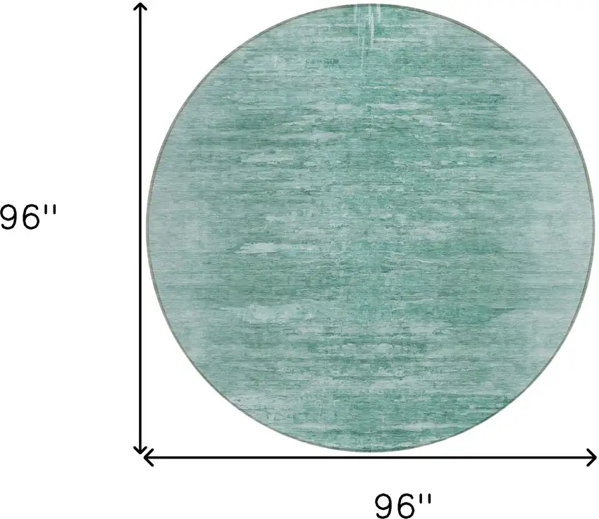 8' Aqua And Teal Blue Round Abstract Washable Indoor Outdoor Area Rug Photo 3