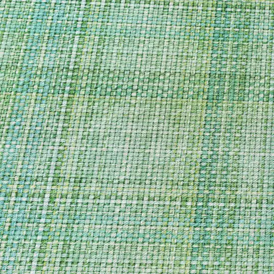 8' Aqua And Teal Blue Round Plaid Washable Indoor Outdoor Area Rug Photo 6