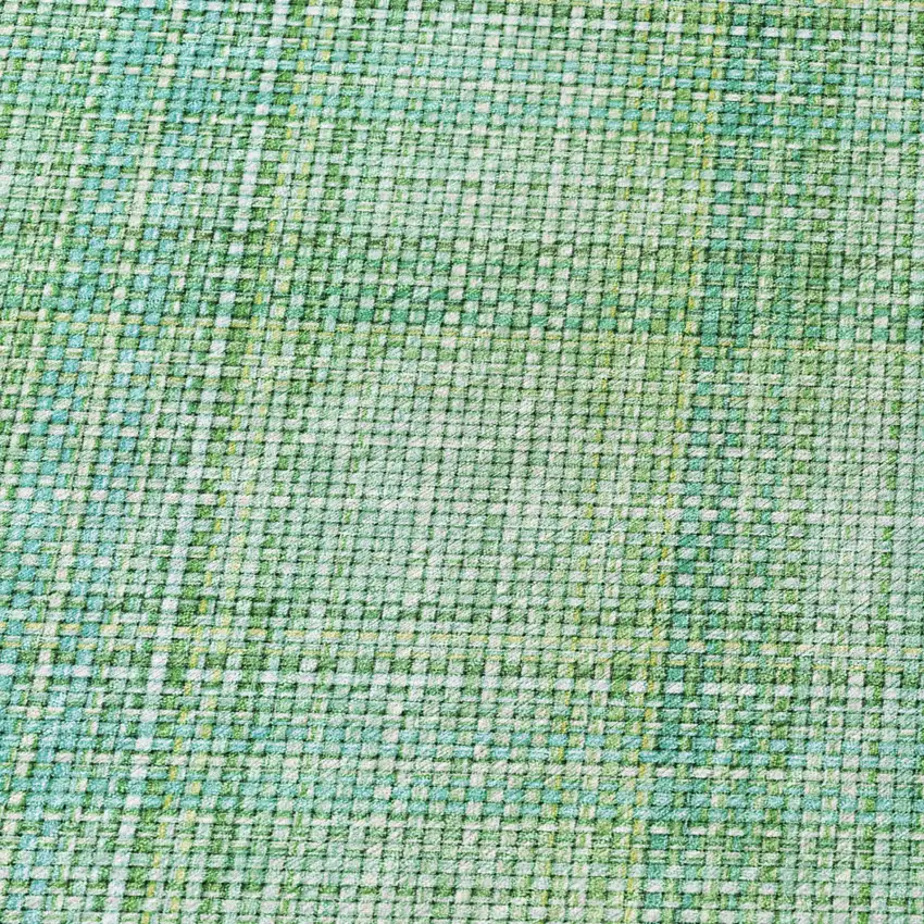 8' Aqua And Teal Blue Round Plaid Washable Indoor Outdoor Area Rug Photo 6