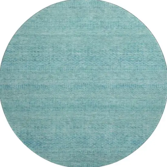 8' Aqua And Teal Striped Washable Round Rug With UV Protection Photo 2