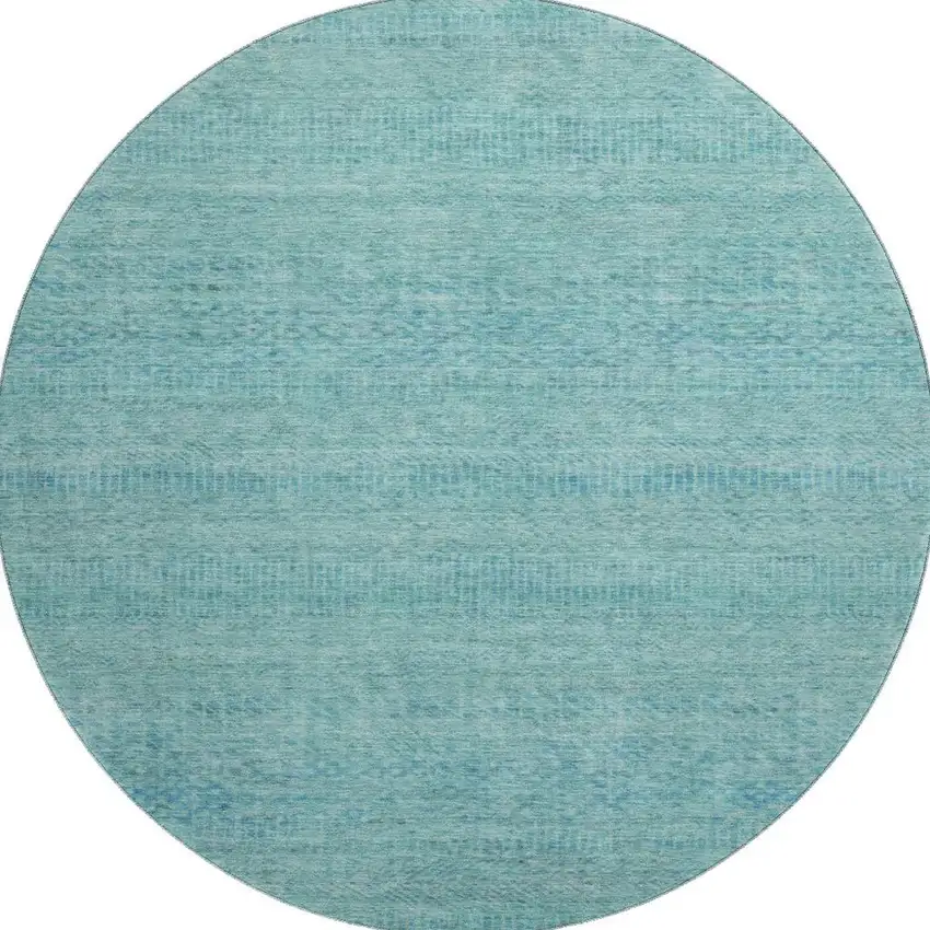 8' Aqua And Teal Striped Washable Round Rug With UV Protection Photo 2