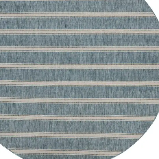 8' Aqua And White Geometric Round Rug Photo 2