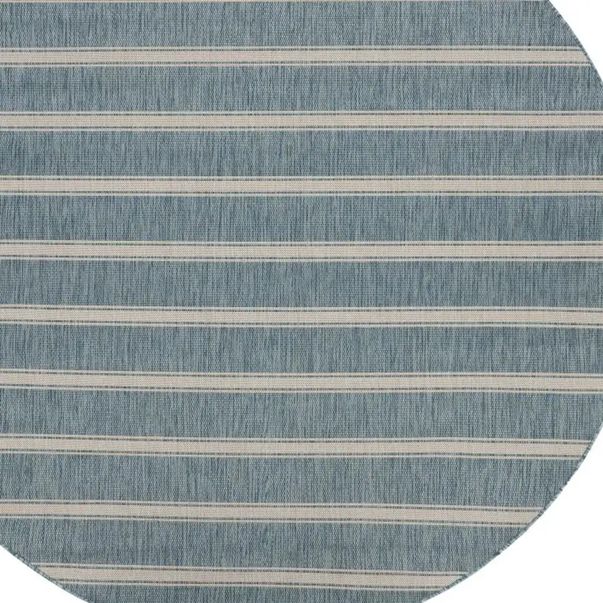 8' Aqua And White Geometric Round Rug Photo 2