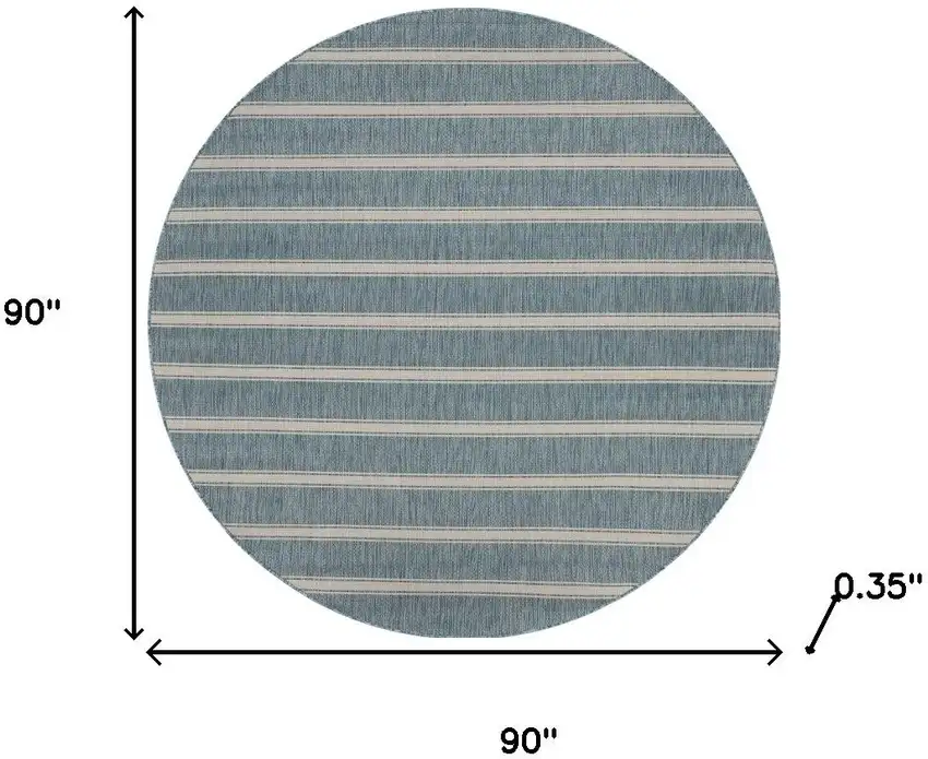 8' Aqua And White Geometric Round Rug Photo 9