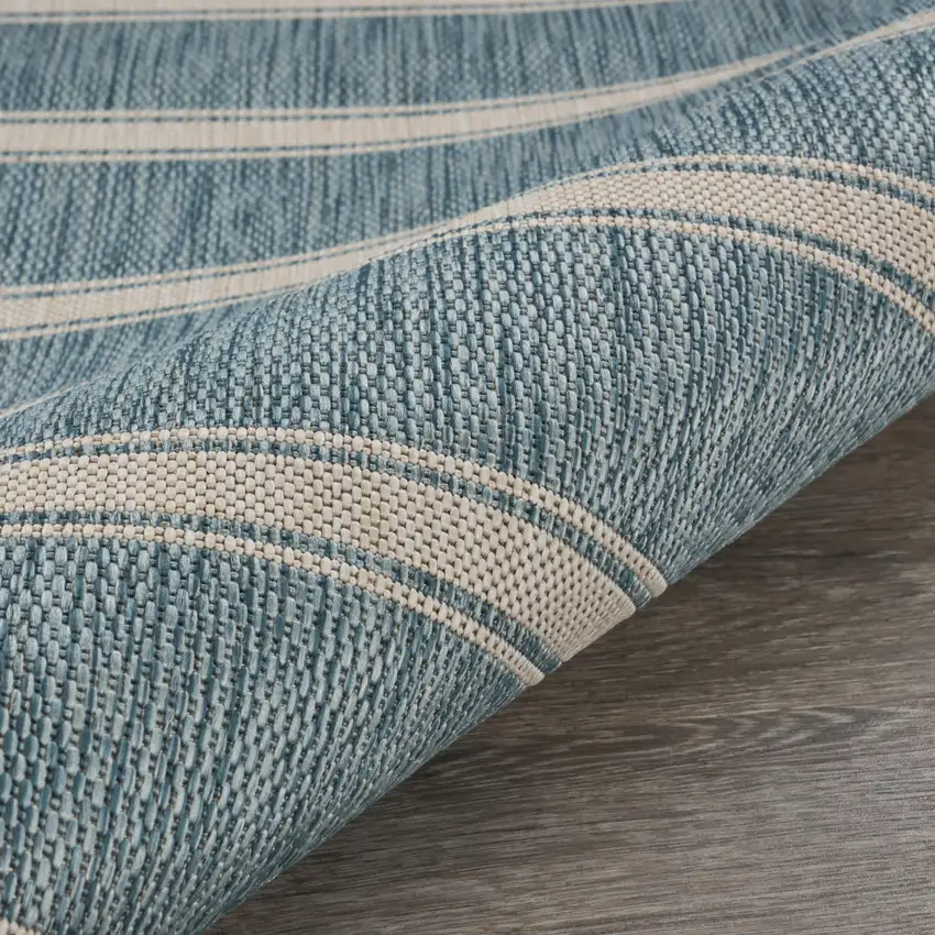 8' Aqua And White Geometric Round Rug Photo 6