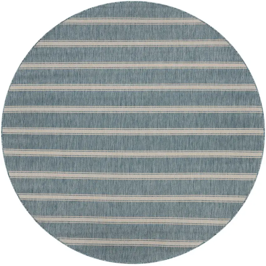 8' Aqua And White Geometric Round Rug Photo 1
