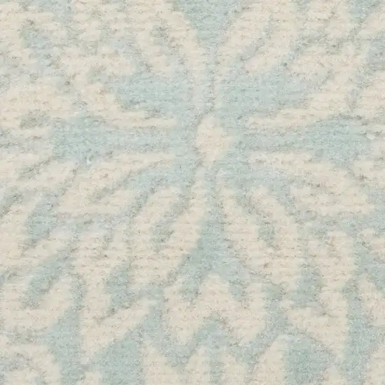 7' Aqua Floral Power Loom Runner Rug Photo 4
