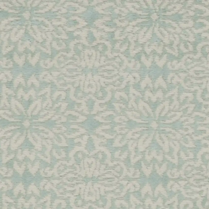 7' Aqua Floral Power Loom Runner Rug Photo 8