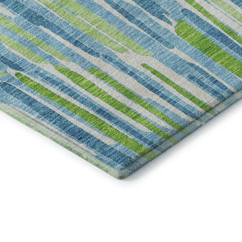 8' Aqua Green And Ivory Abstract Washable Round Rug With UV Protection Photo 7