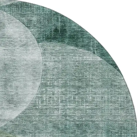 8' Aqua Green And Teal Geometric Washable Round Rug With UV Protection Photo 3