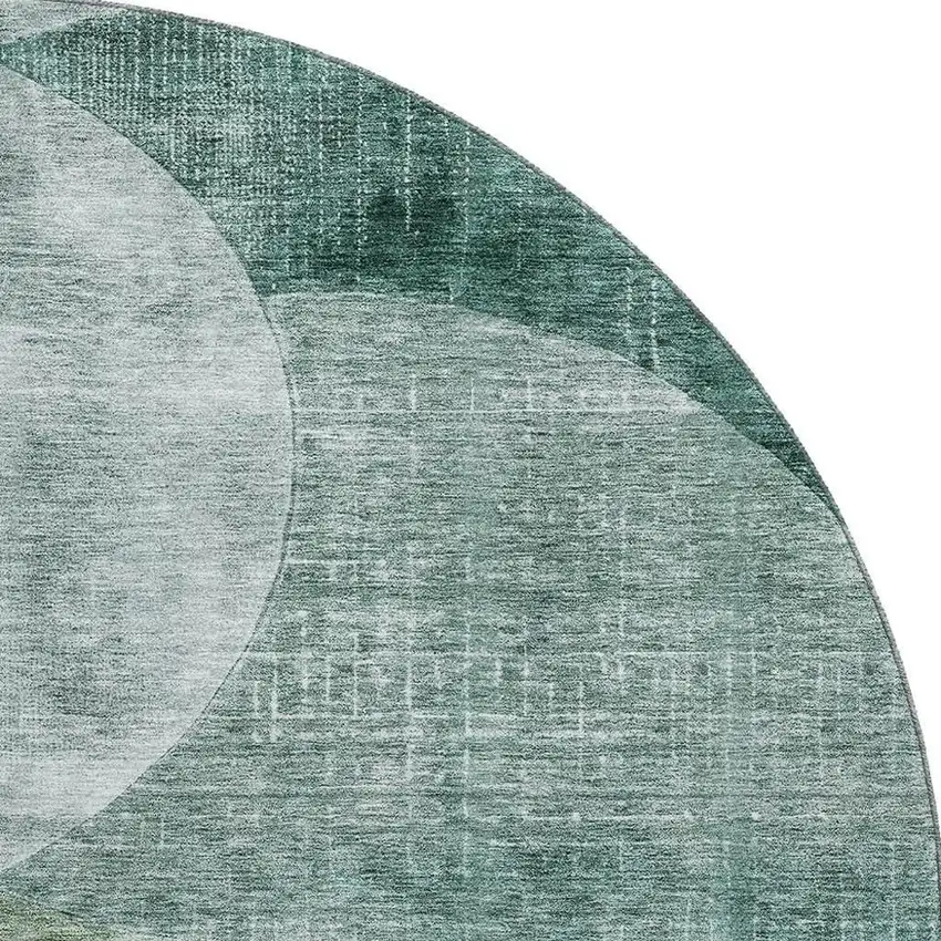 8' Aqua Green And Teal Geometric Washable Round Rug With UV Protection Photo 3