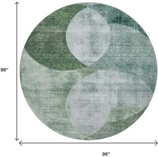 8' Aqua Green And Teal Geometric Washable Round Rug With UV Protection Photo 9