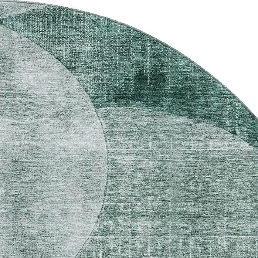 8' Aqua Green And Teal Geometric Washable Round Rug With UV Protection Photo 2