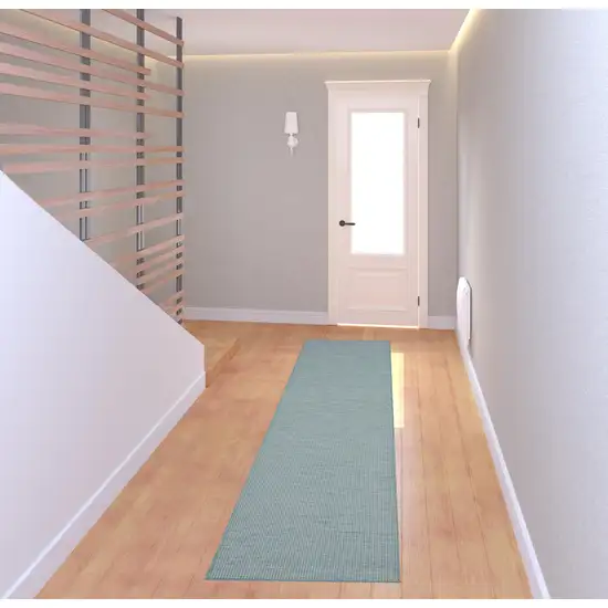 8' Aqua Power Loom Runner Rug Photo 2