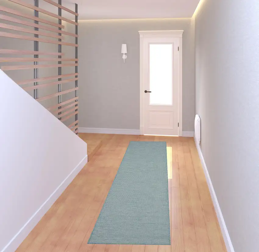 8' Aqua Power Loom Runner Rug Photo 2
