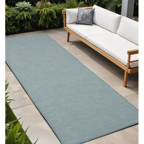 8' Aqua Power Loom Runner Rug Photo 1