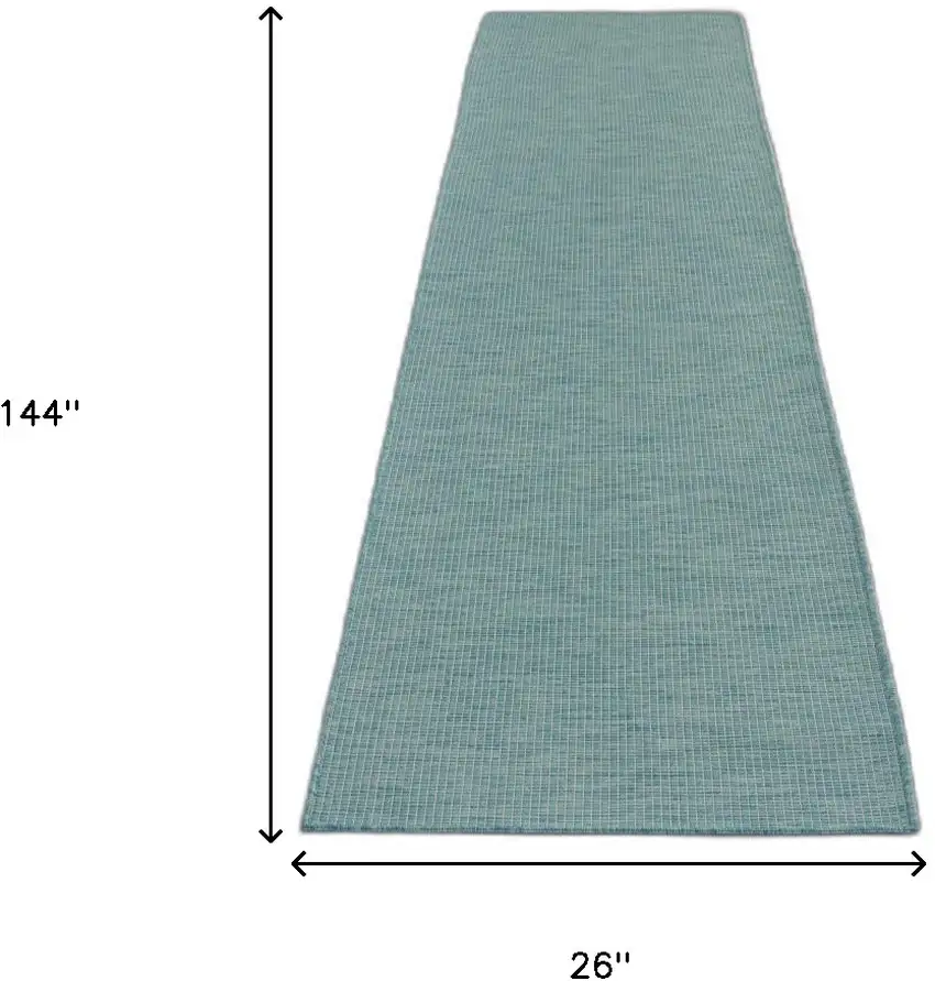 12' Aqua Power Loom Runner Rug Photo 6