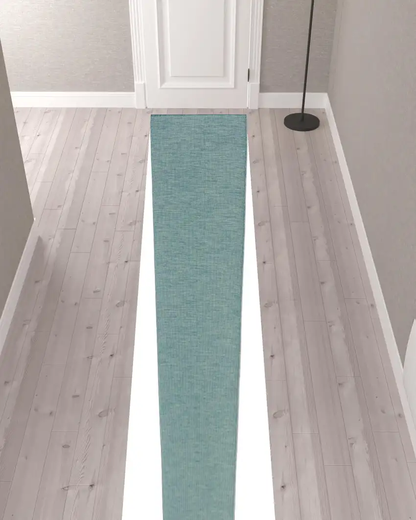12' Aqua Power Loom Runner Rug Photo 2