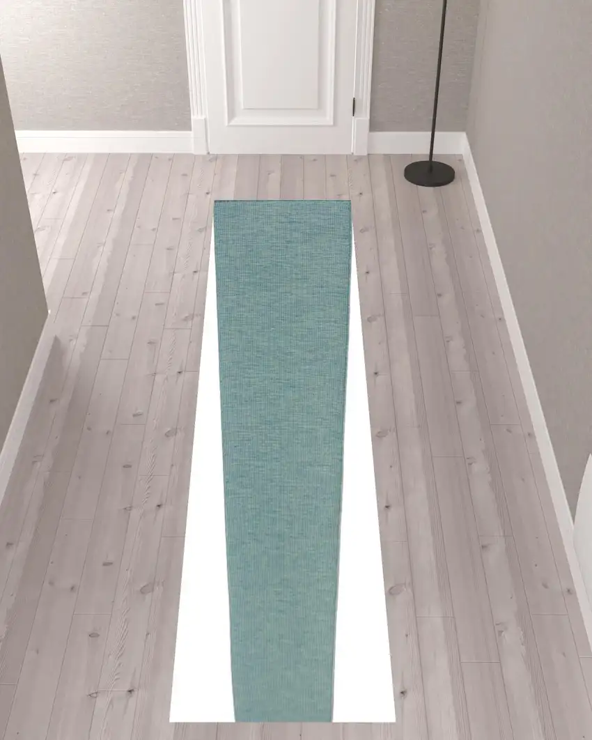 10' Aqua Power Loom Runner Rug Photo 2