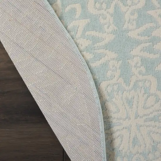 5' Aqua Round Floral Power Loom Area Rug Photo 9