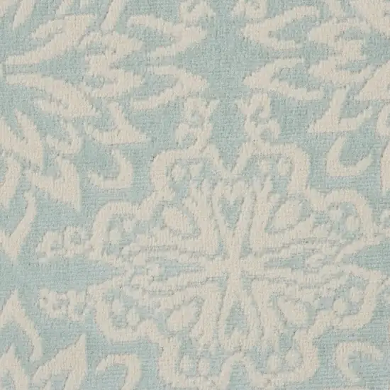 5' Aqua Round Floral Power Loom Area Rug Photo 8