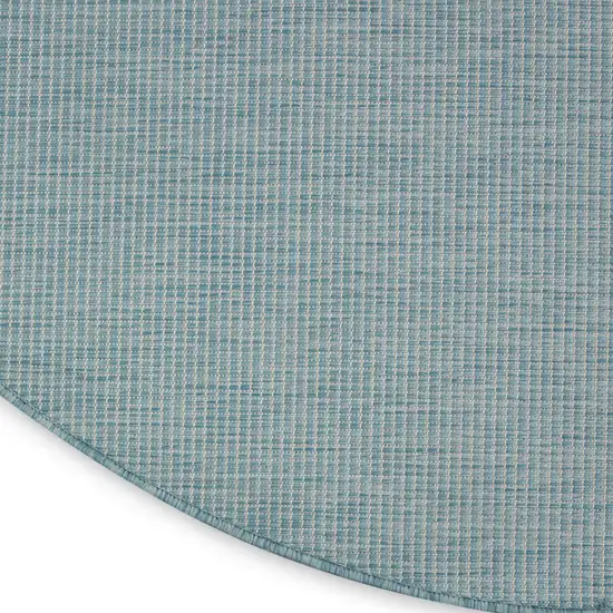 8' Aqua Round Power Loom Area Rug Photo 9