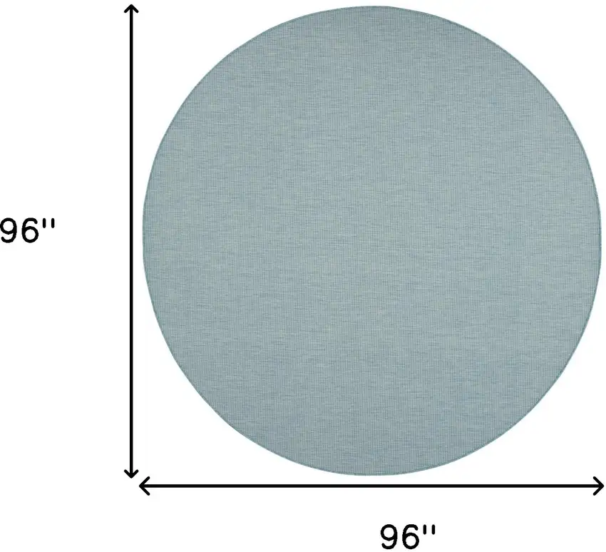 8' Aqua Round Power Loom Area Rug Photo 8