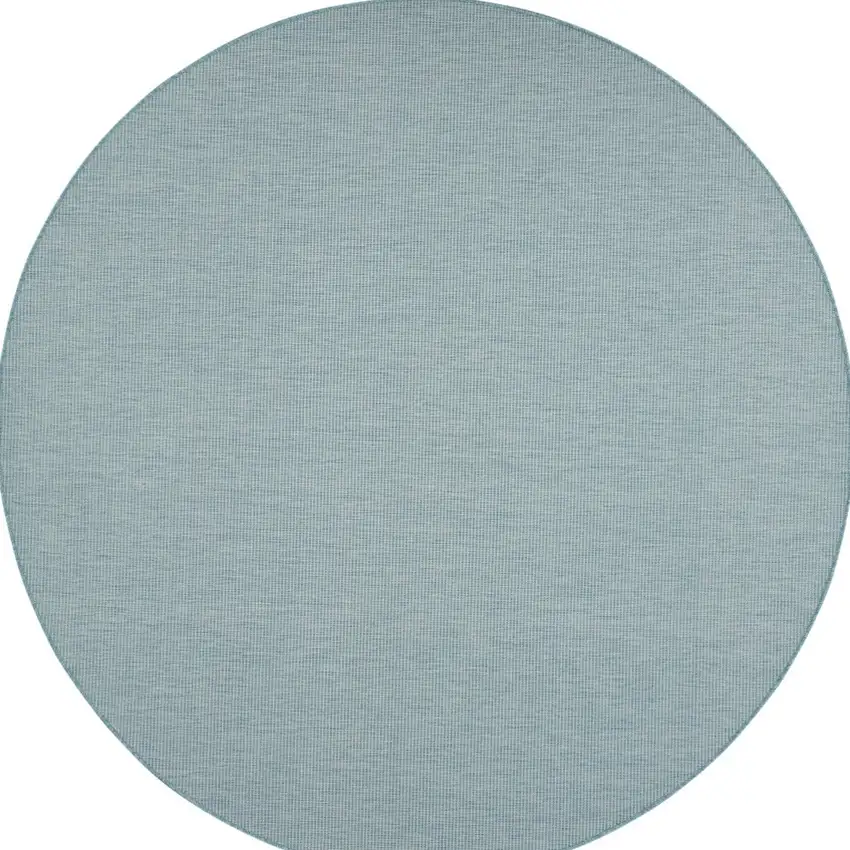 8' Aqua Round Power Loom Area Rug Photo 4