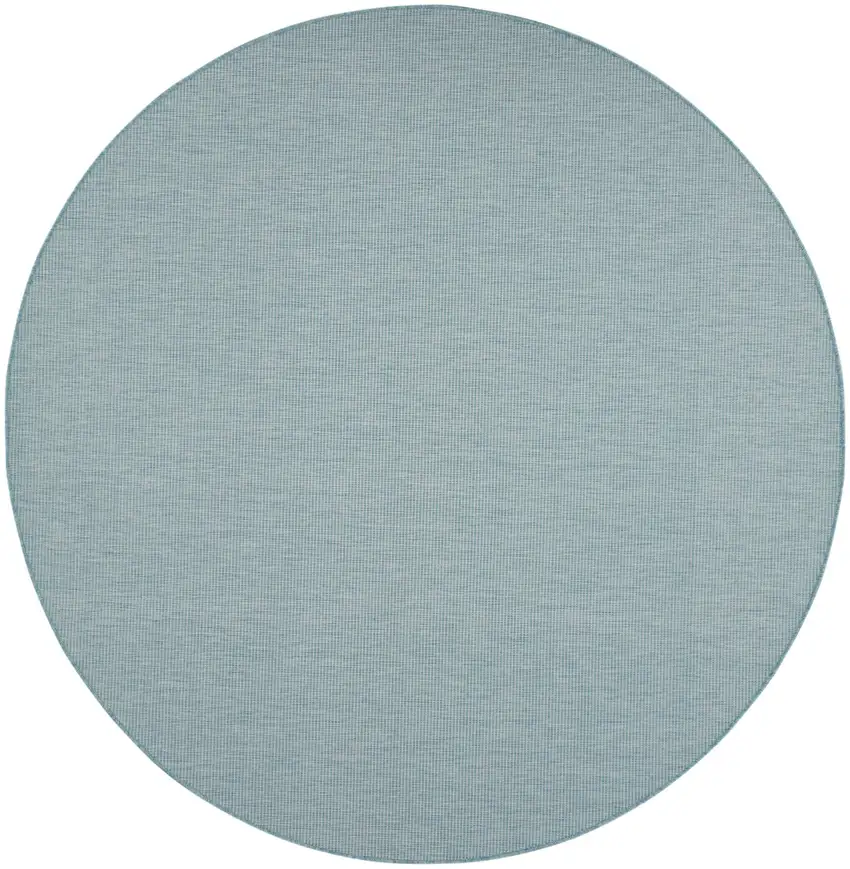 8' Aqua Round Power Loom Area Rug Photo 3