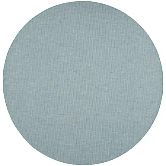 8' Aqua Round Power Loom Area Rug Photo 1