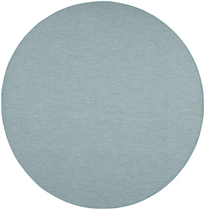 8' Aqua Round Power Loom Area Rug Photo 1