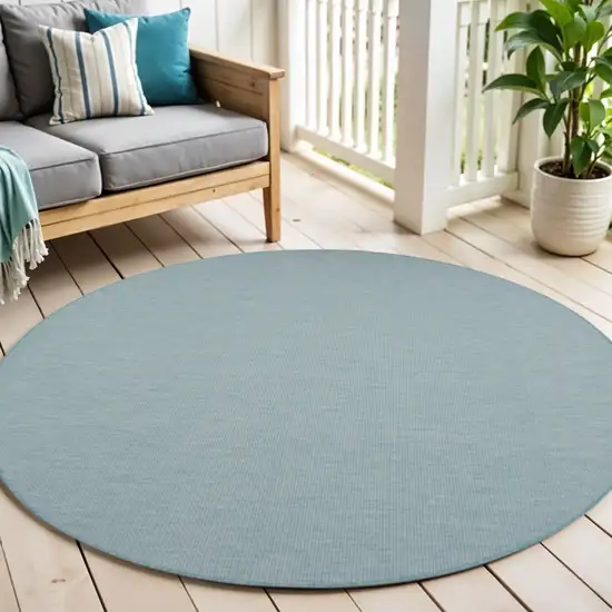 6' Aqua Round Power Loom Area Rug Photo 1