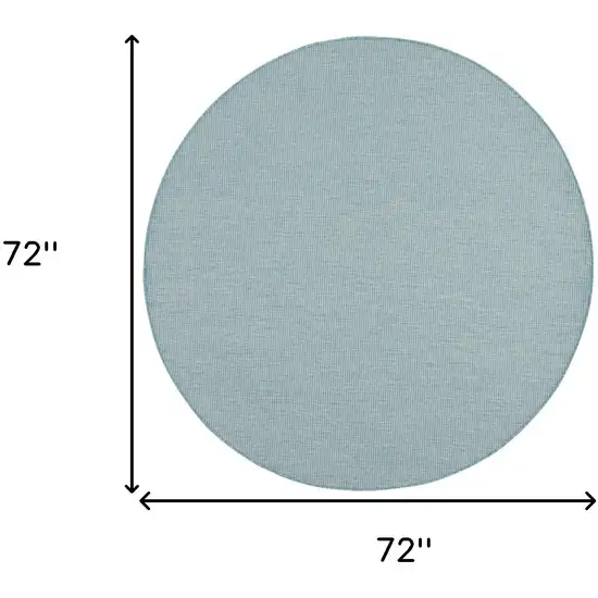 6' Aqua Round Power Loom Area Rug Photo 8