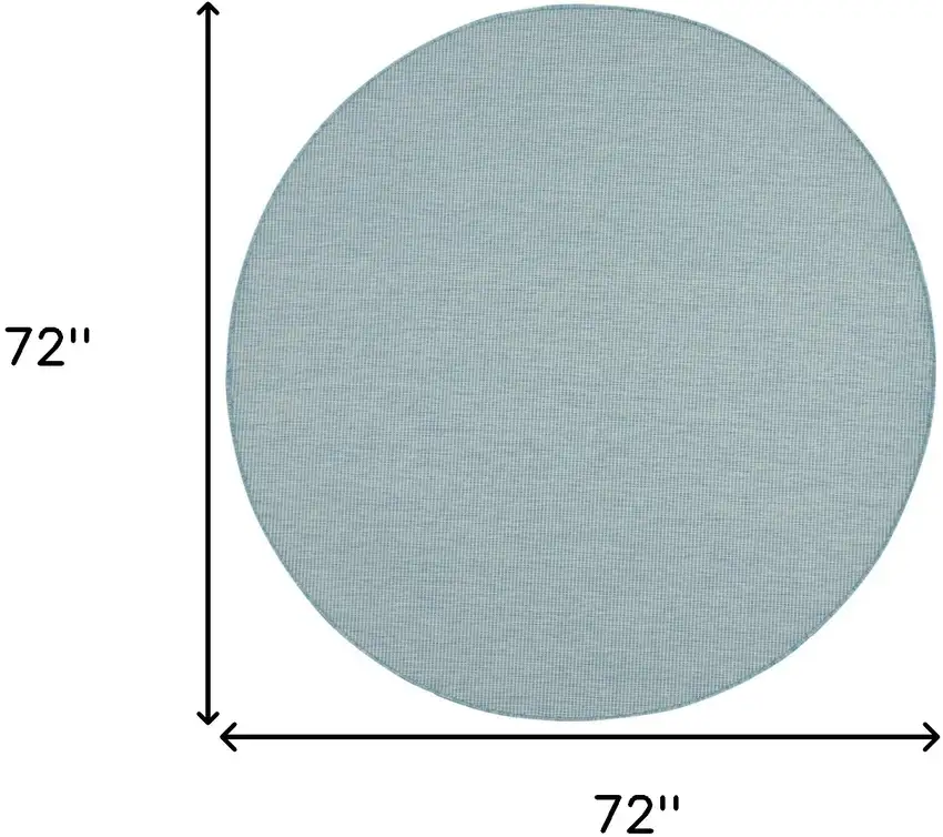 6' Aqua Round Power Loom Area Rug Photo 8