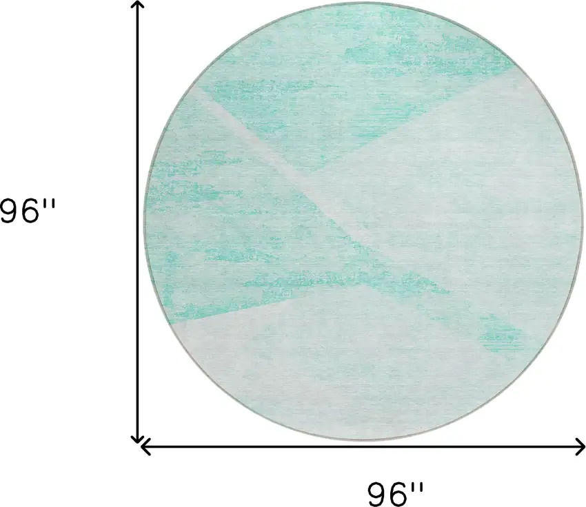 8' Aqua Sky Blue And Ivory Round Abstract Washable Indoor Outdoor Area Rug Photo 8