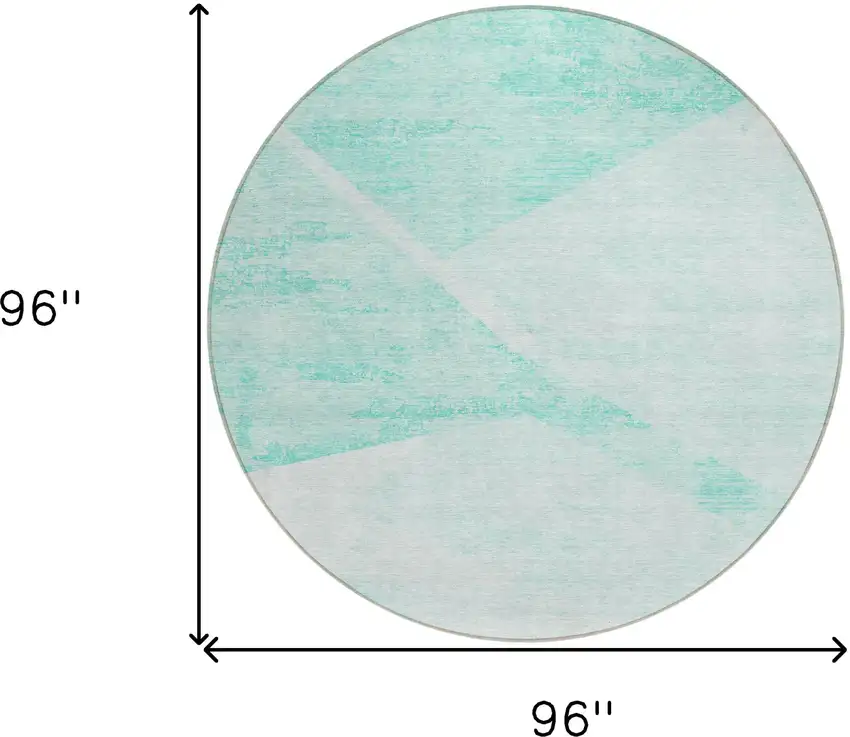 8' Aqua Sky Blue And Ivory Round Abstract Washable Indoor Outdoor Area Rug Photo 8