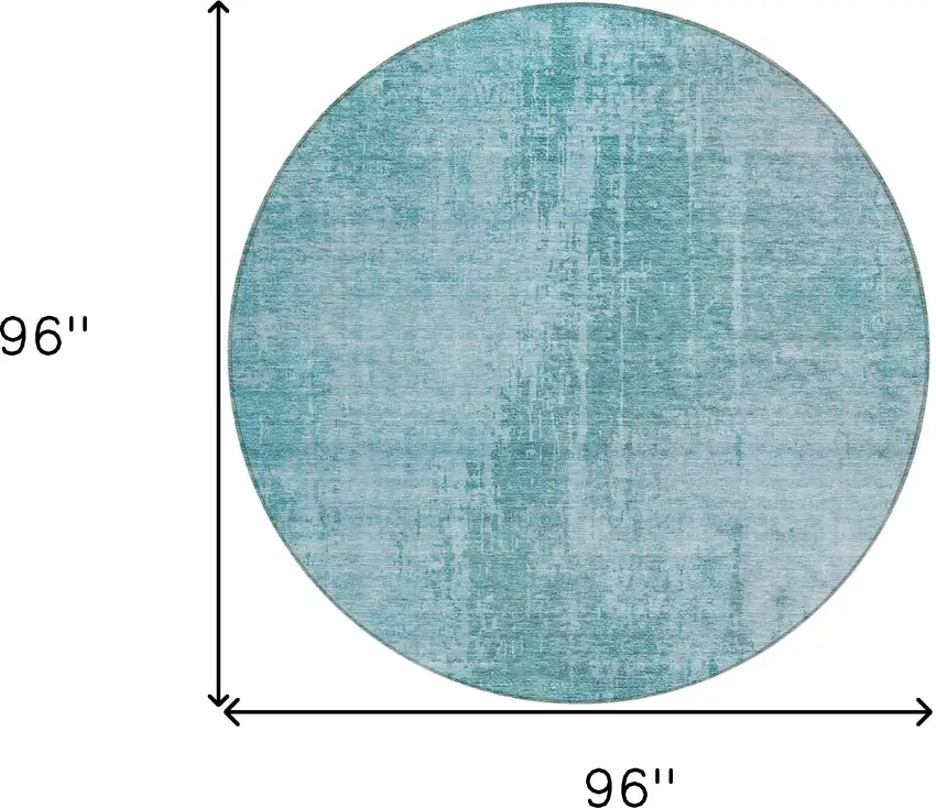 8' Aqua Teal Blue And Gray Round Abstract Washable Indoor Outdoor Area Rug Photo 7