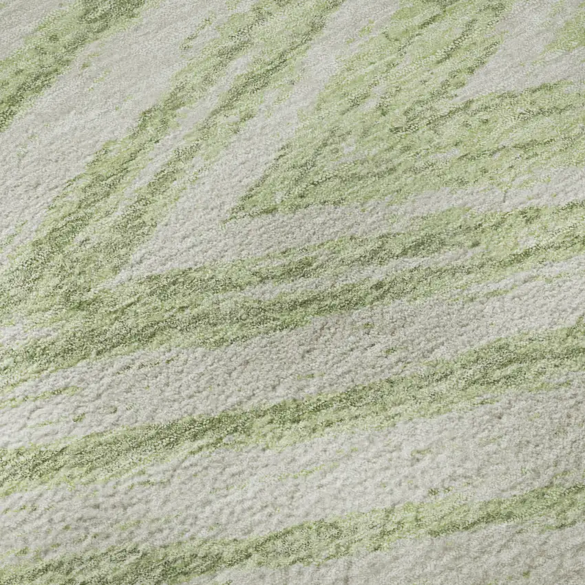 8' Artichoke Green And Beige Abstract Washable Round Rug With UV Protection Photo 9