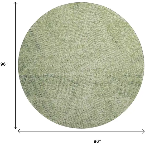 8' Artichoke Green And Beige Abstract Washable Round Rug With UV Protection Photo 9