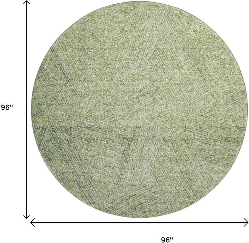 8' Artichoke Green And Beige Abstract Washable Round Rug With UV Protection Photo 9