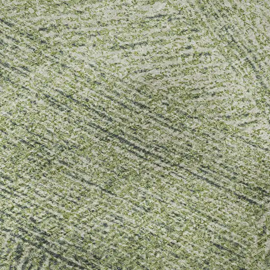 8' Artichoke Green And Beige Abstract Washable Round Rug With UV Protection Photo 8