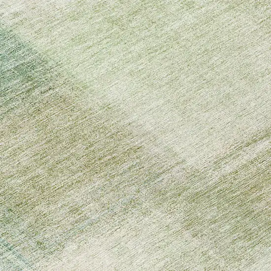 8' Artichoke Green And Beige Round Abstract Washable Indoor Outdoor Area Rug Photo 9