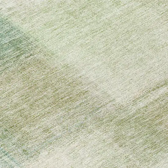 8' Artichoke Green And Beige Round Abstract Washable Indoor Outdoor Area Rug Photo 9