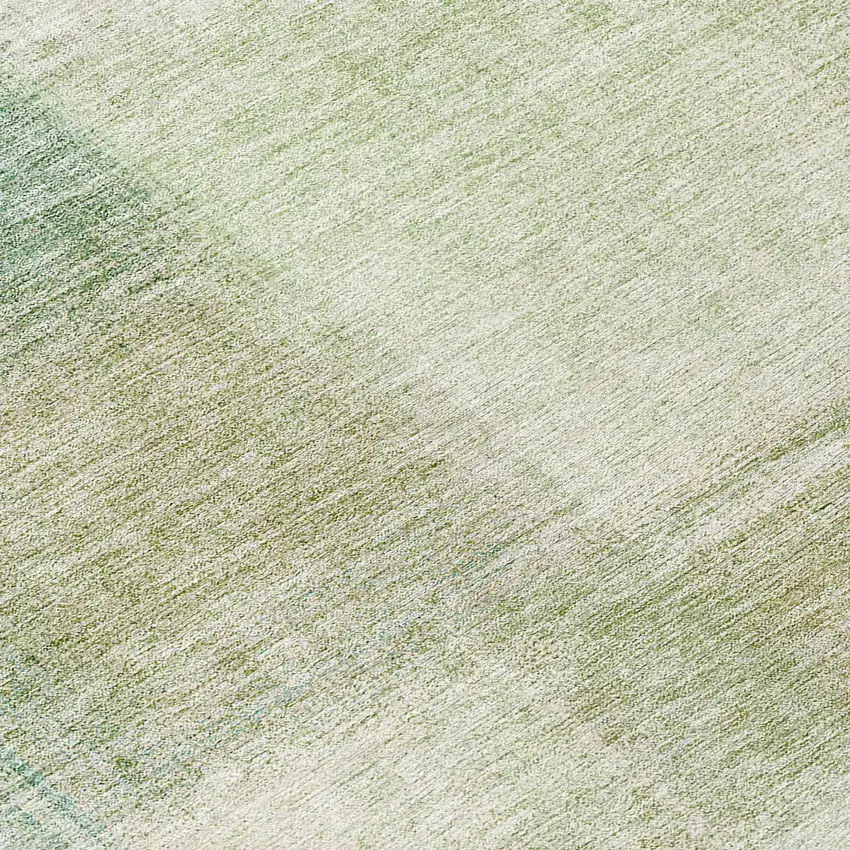8' Artichoke Green And Beige Round Abstract Washable Indoor Outdoor Area Rug Photo 9