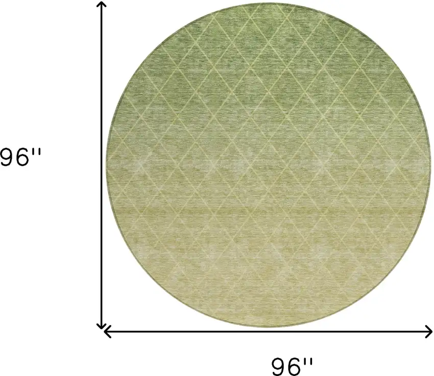 8' Artichoke Green And Beige Round Geometric Washable Indoor Outdoor Area Rug Photo 3