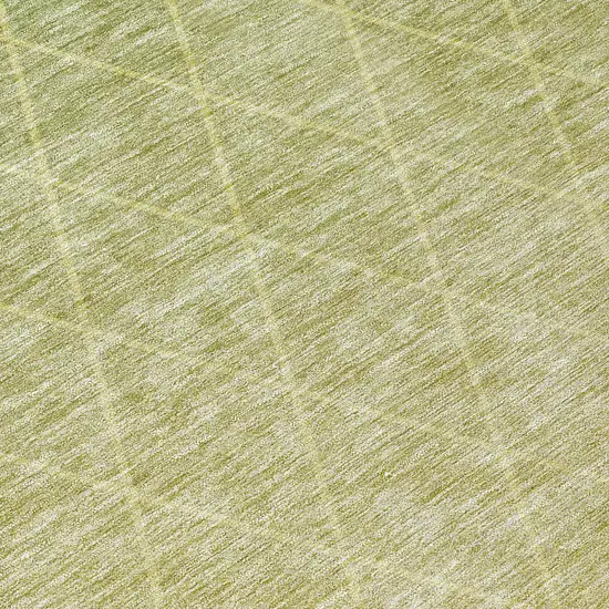 8' Artichoke Green And Beige Round Geometric Washable Indoor Outdoor Area Rug Photo 8