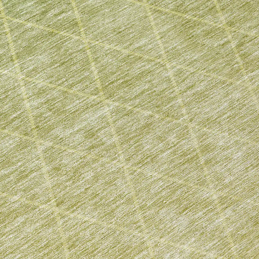 8' Artichoke Green And Beige Round Geometric Washable Indoor Outdoor Area Rug Photo 8